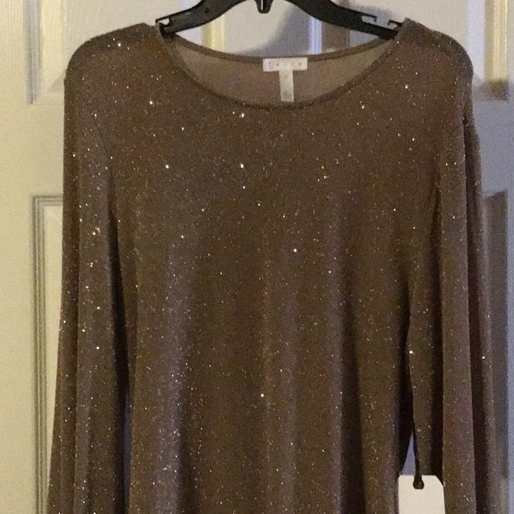 Leith gold dress. Knee length. Sash for the waist.